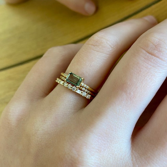 East West Equilibrium Green Sapphire Ring