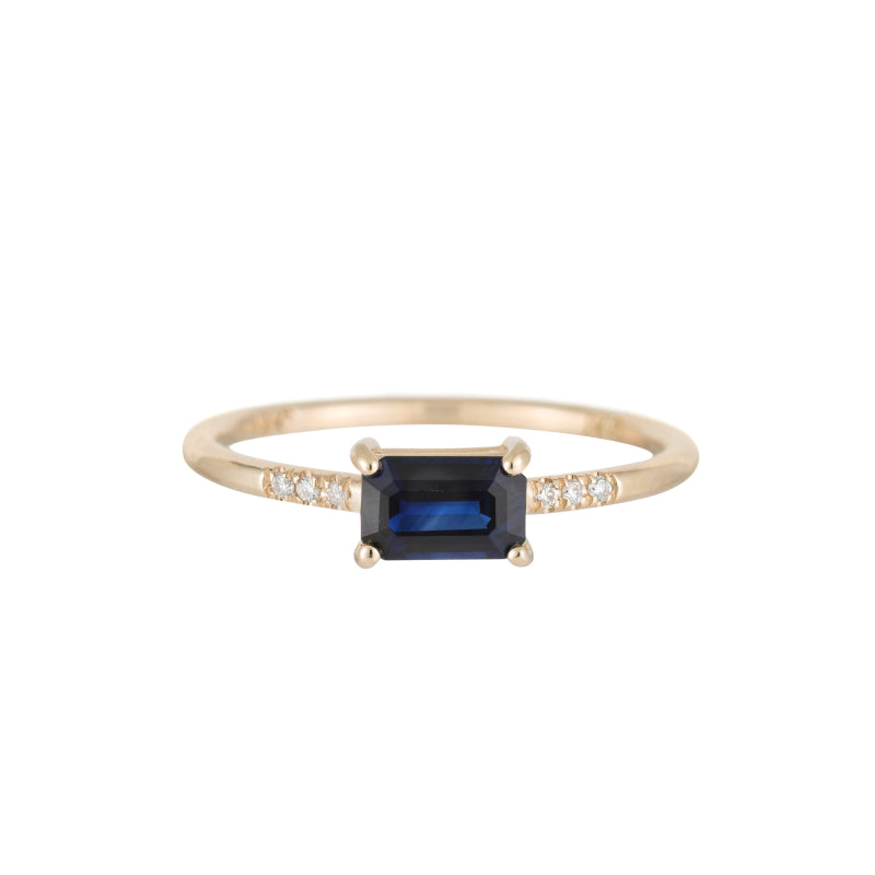 East West Blue Sapphire Equilibrium Ring