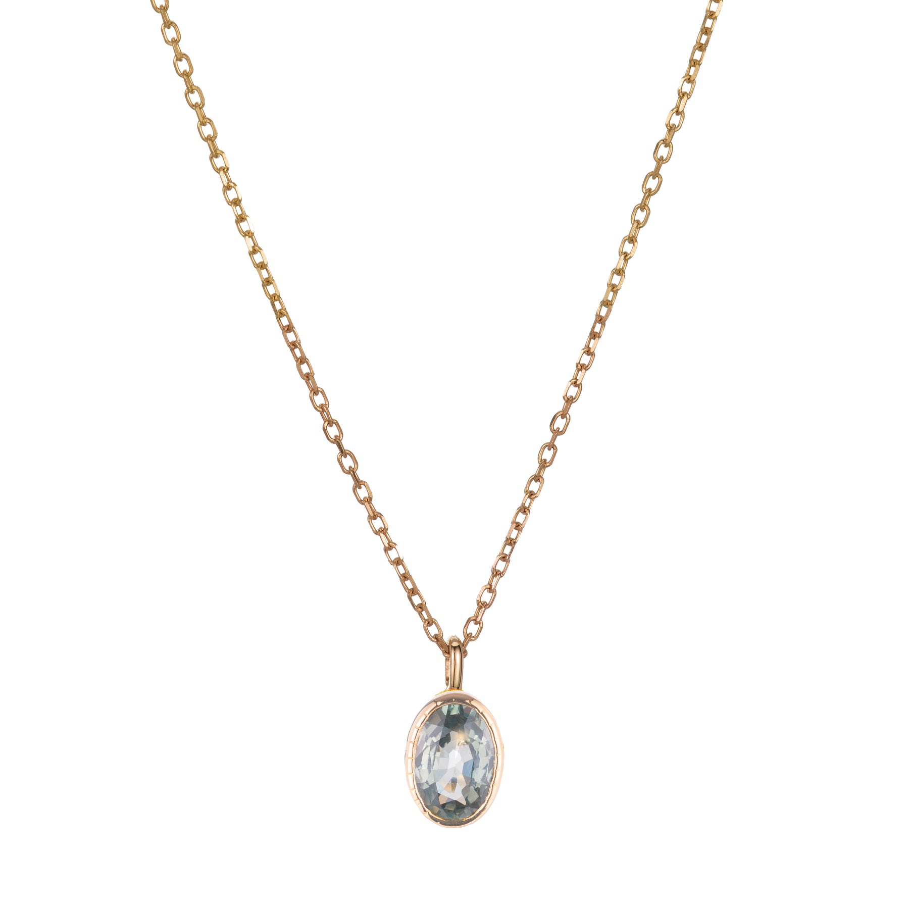OVAL GREEN SAPPHIRE WISP NECKLACE