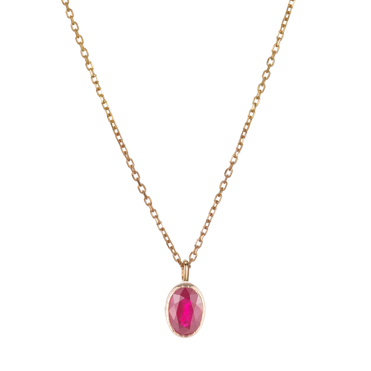 OVAL RUBY WISP NECKLACE