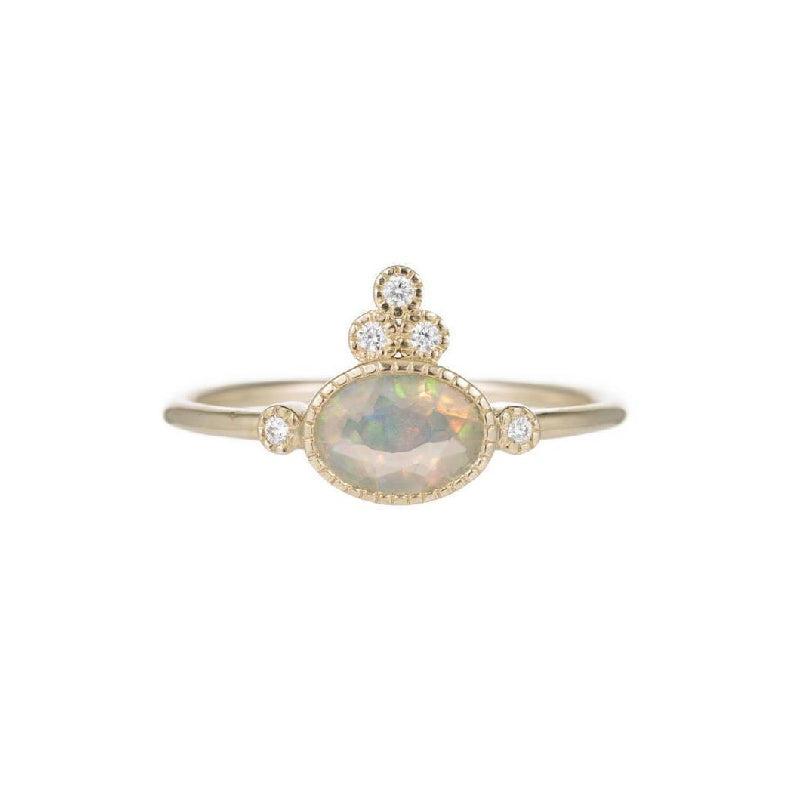 Opal Crown 5 Diamond Ring