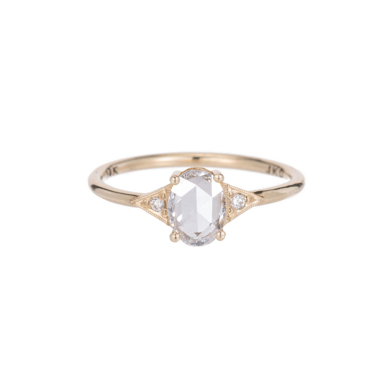 Art Deco Oval Rose Cut Diamond Ring