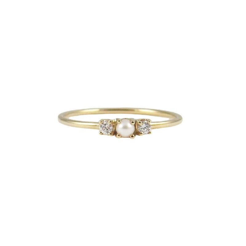 Pearl 2 Diamond Ring, 14K Rose / 7.5