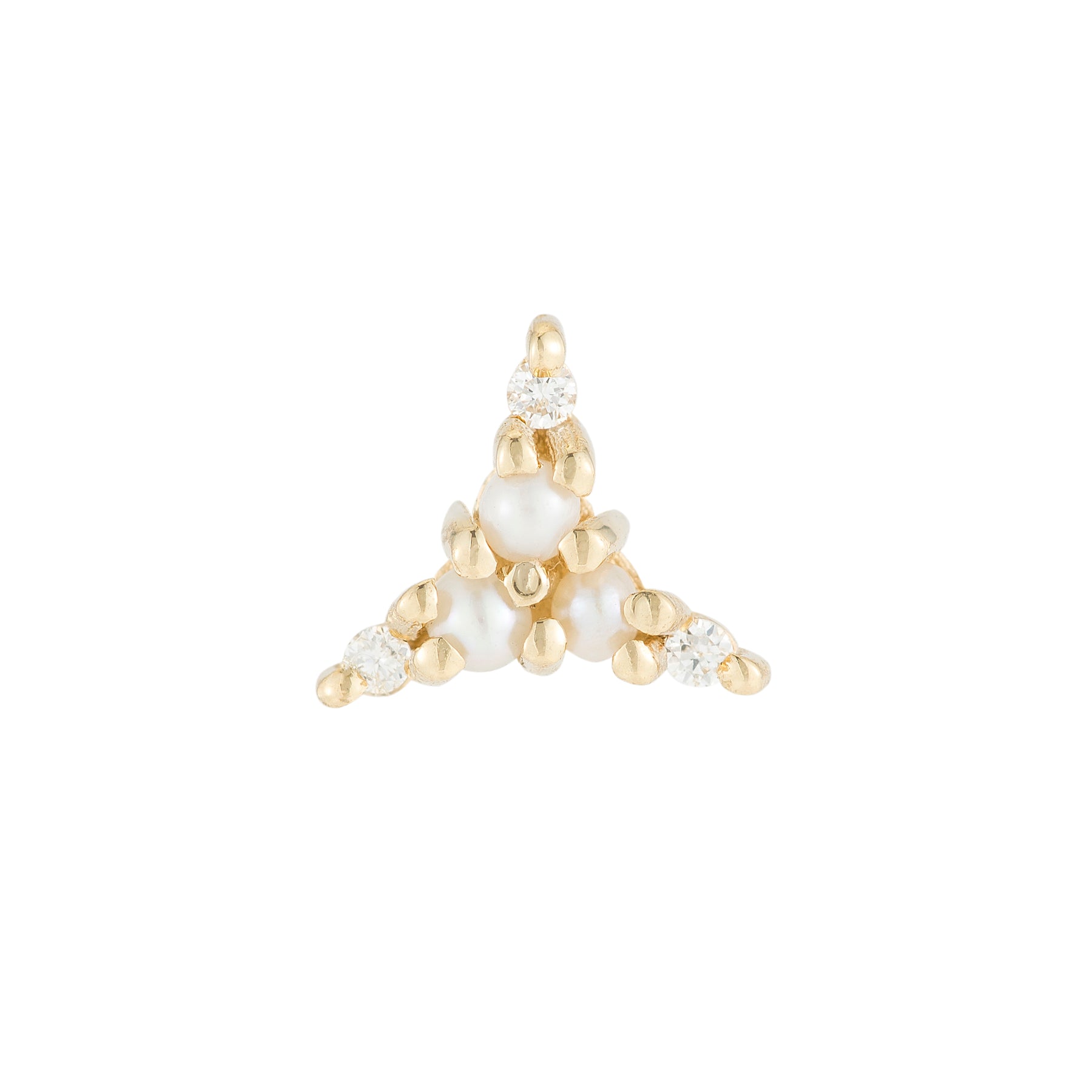Pearl Diamond Triad Stud (Single)