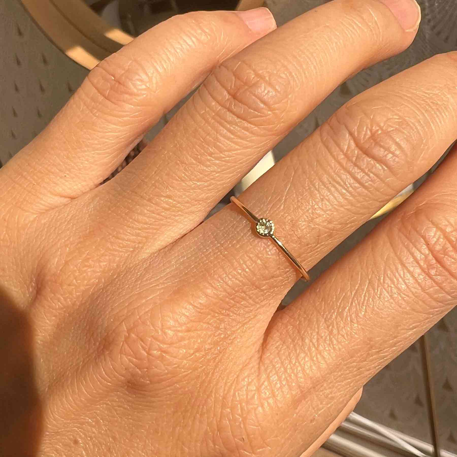 Round Green Sapphire Moondrop Ring