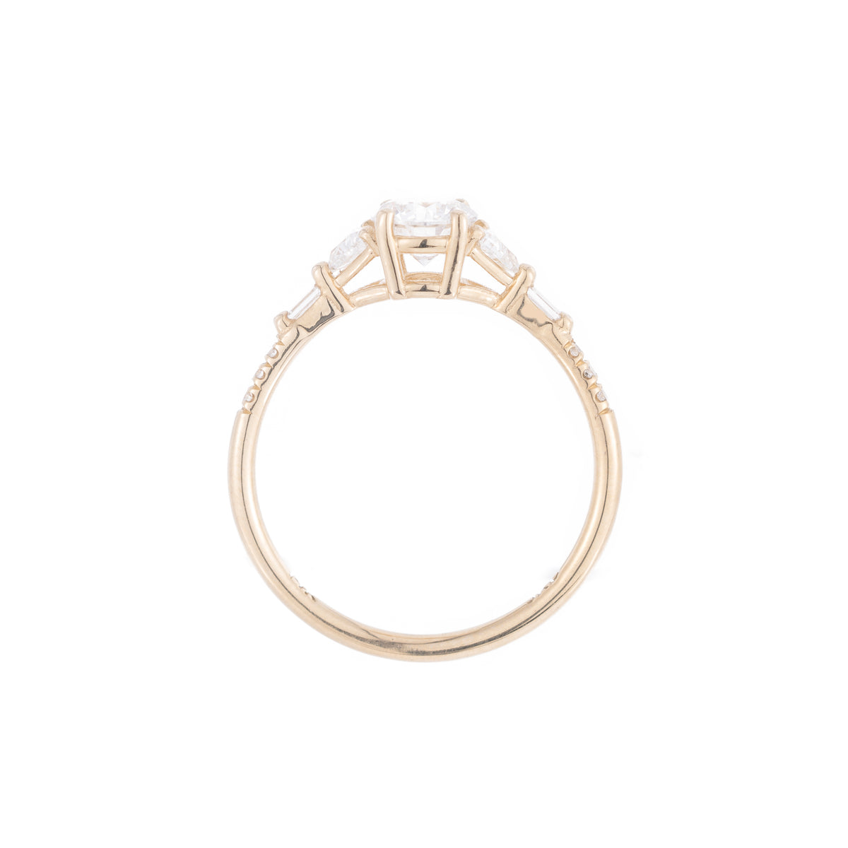 Round Diamond Trillion Baguette Equilibrium Ring