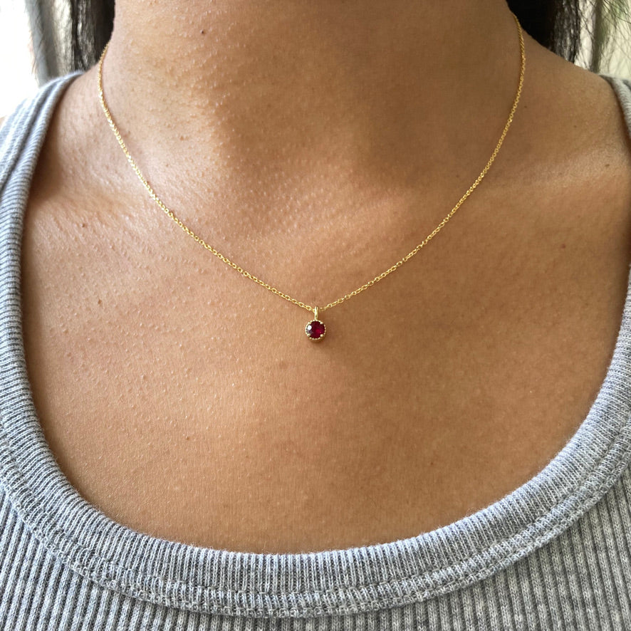 Ruby Milgrain Necklace