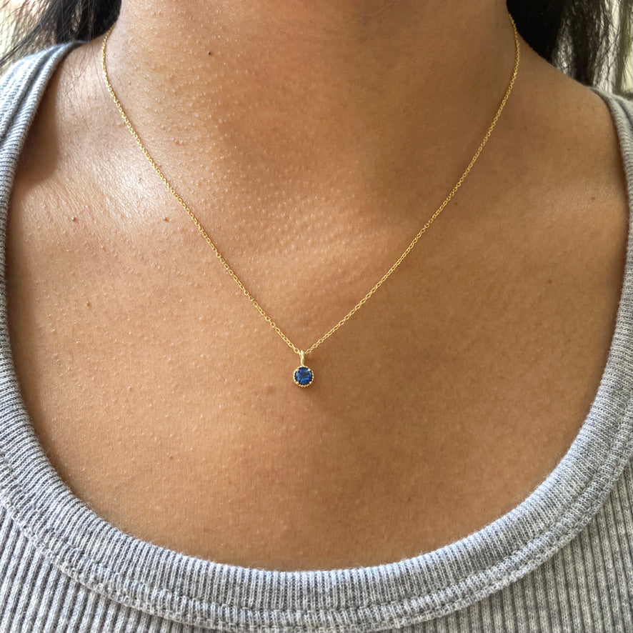 Blue Sapphire Milgrain Necklace