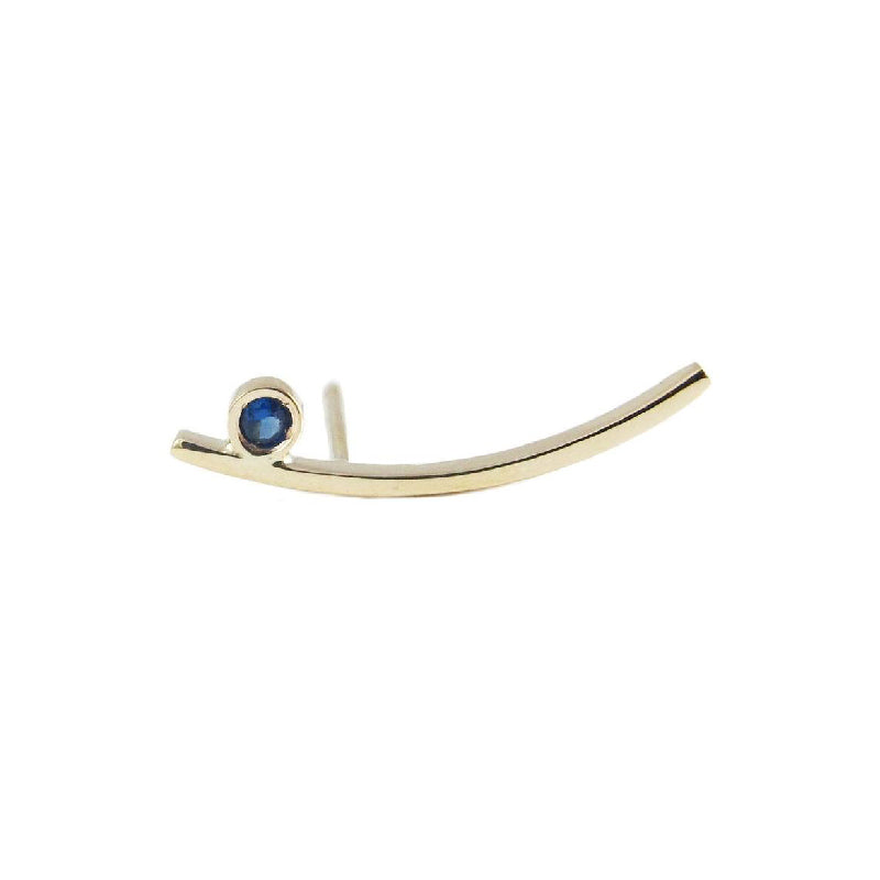 Sapphire Long Curved Bar Stud (Single)