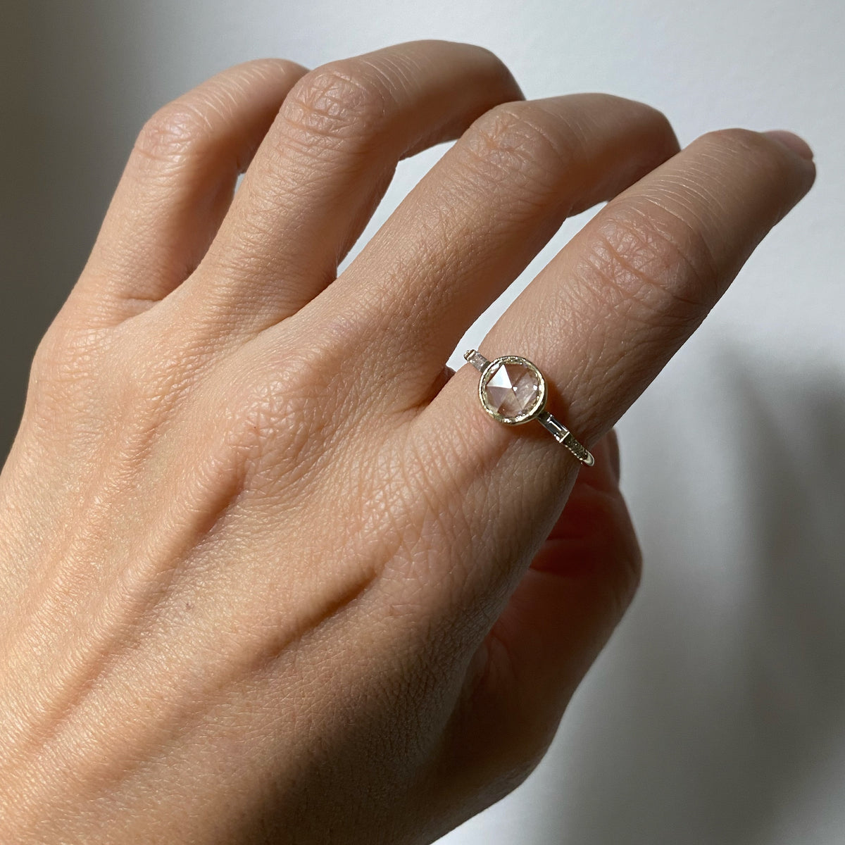 Rose Cut Diamond Baguette Equilibrium Ring (OOAK)