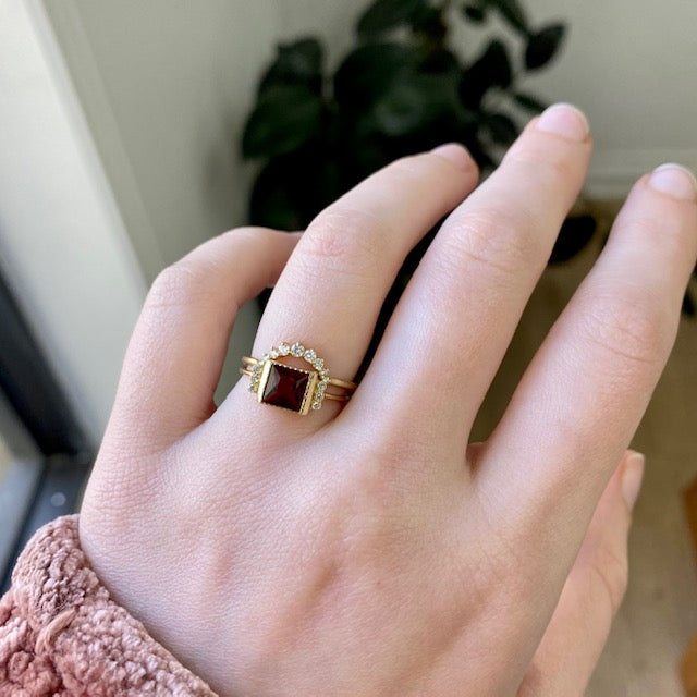 Square Garnet Deco Ring