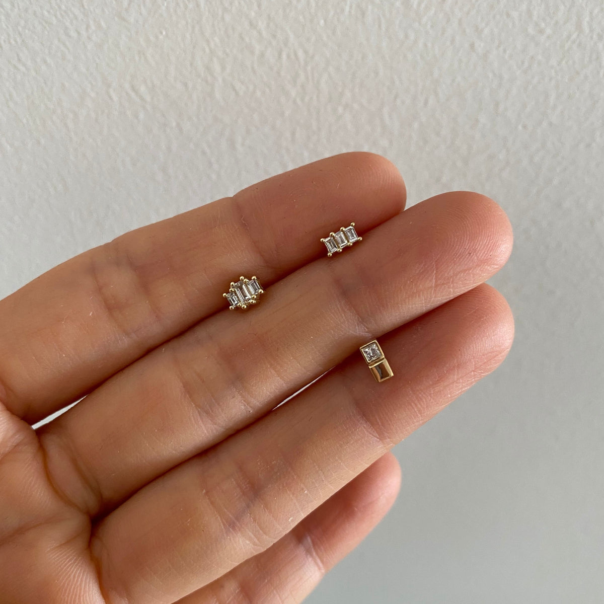 Princess Cut Diamond Cube Stud (Single)