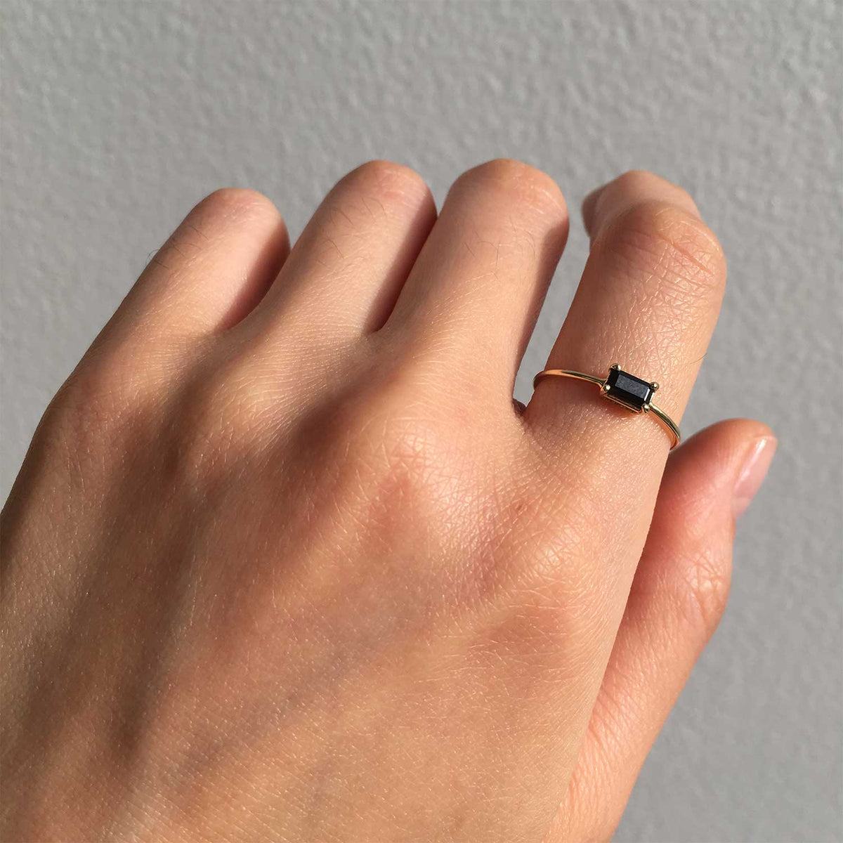 Black Onyx Ring on Gold Band