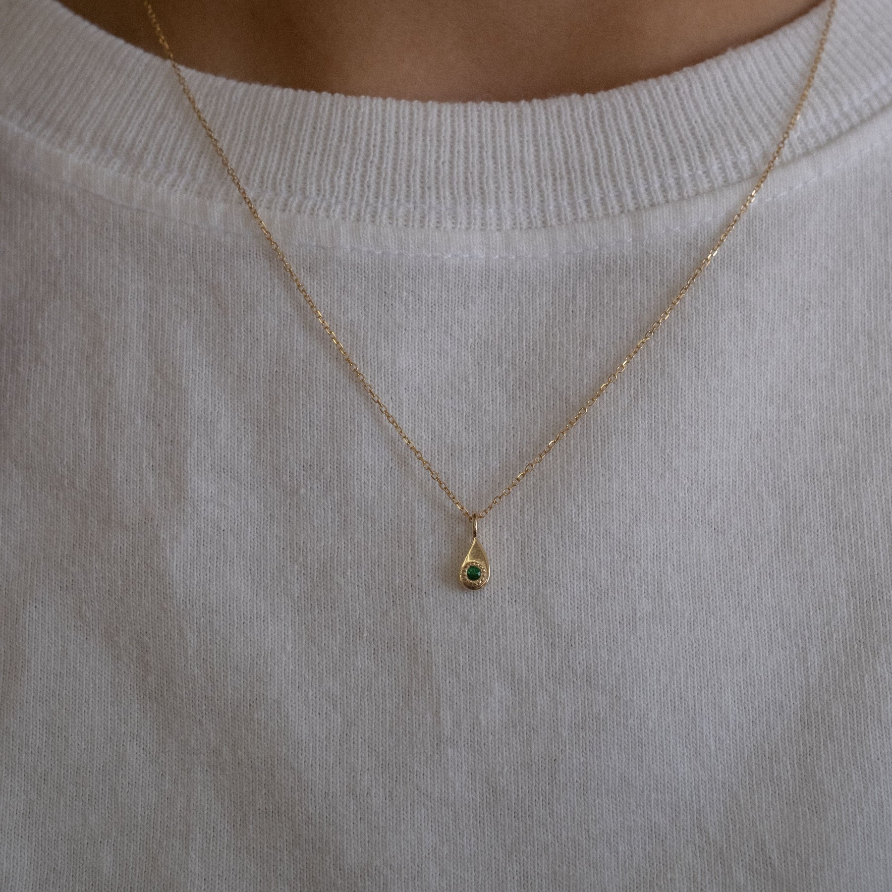 Twisted Teardrop Emerald Necklace