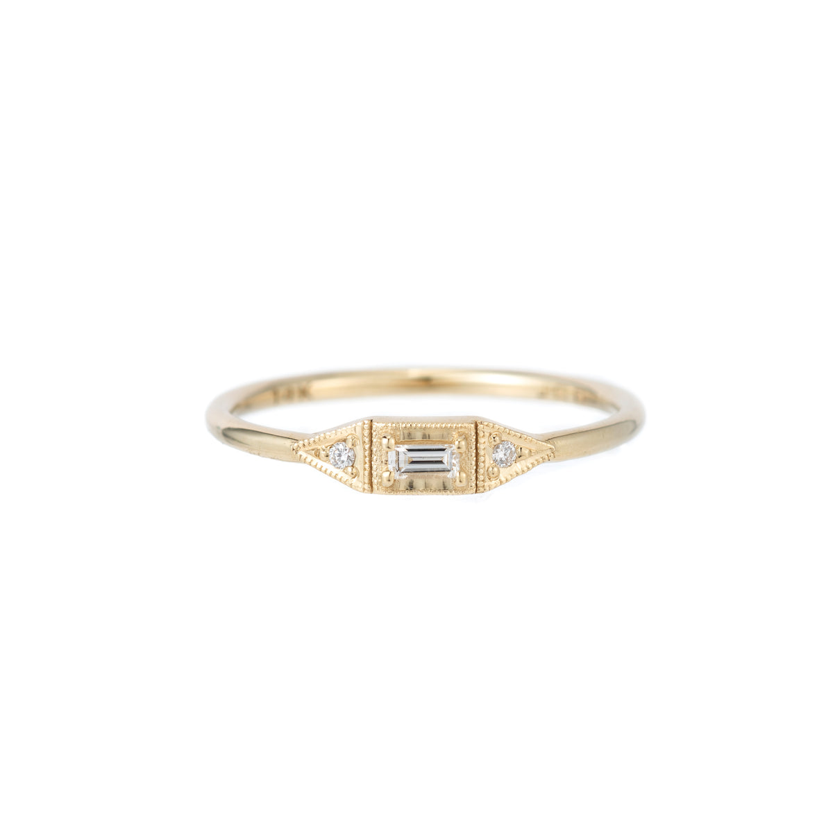 DIAMOND BAGUETTE MINI DECO POINT RING