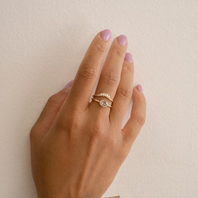 OVAL ROSE CUT DIAMOND EQUILIBRIUM RING