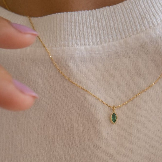 Marquise Emerald Wisp Necklace