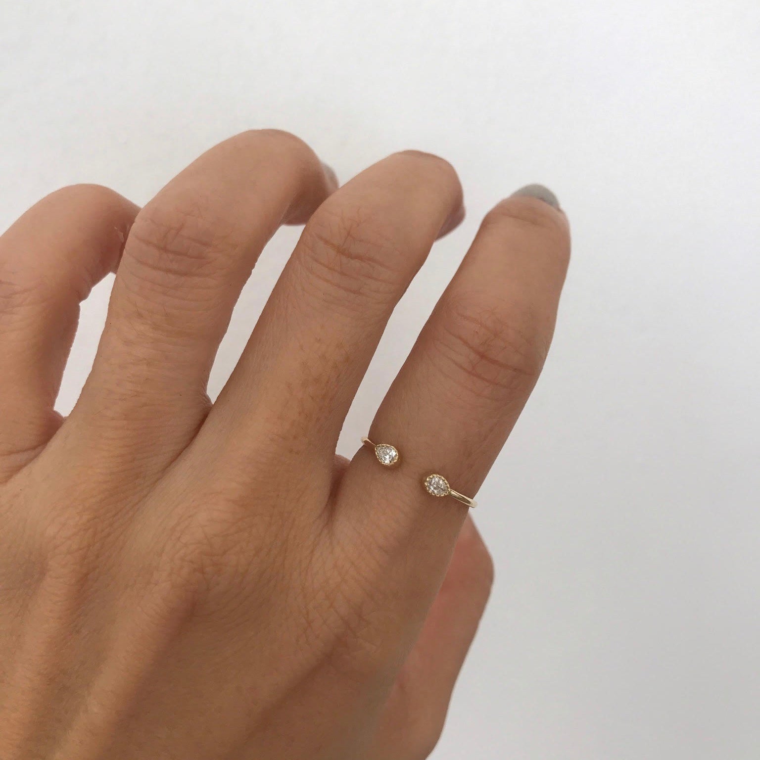 Pear Diamond Cuff Ring