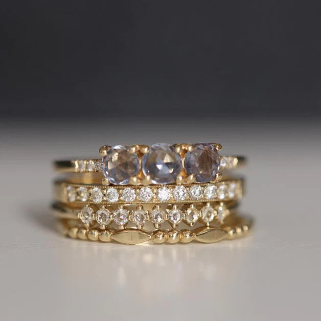 Rose Cut Sapphire Equilibrium Ring