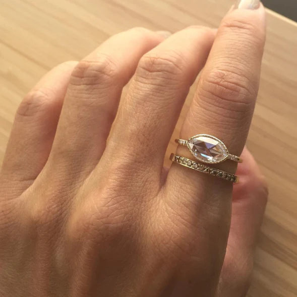 Jennie Kwon Rose Cut Marquise Diamond Equilibrium Ring