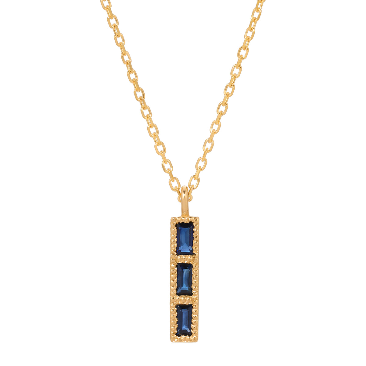 Blue Sapphire Tile Necklace