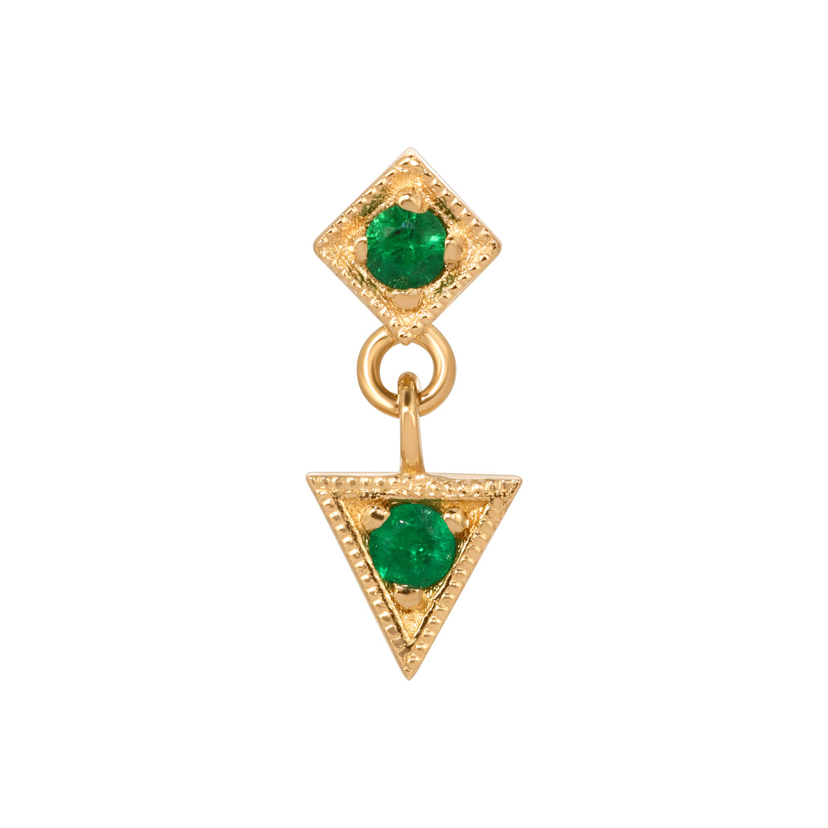 Emerald Arrow Dangle Earring (Single)