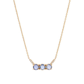 3 Rose Cut Blue Sapphire Equilibrium Necklace
