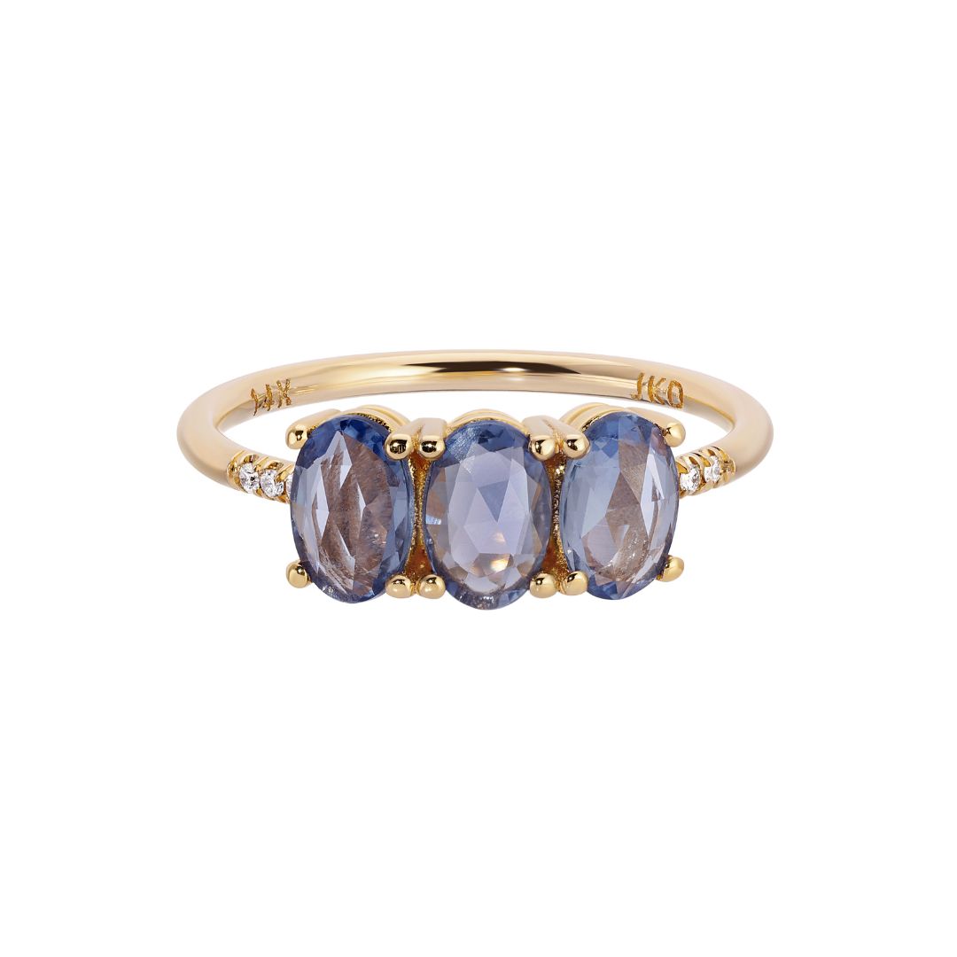 BLUE SAPPHIRE OLIVE EQUILIBRIUM RING