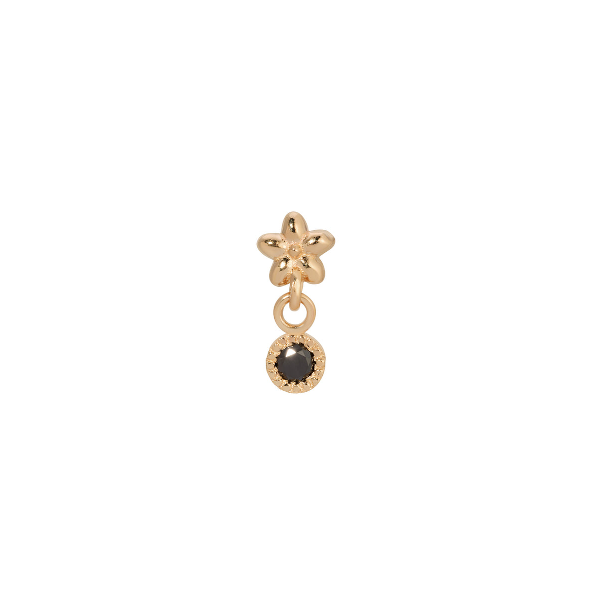 Black Diamond Flower Dangle Earring (Single)