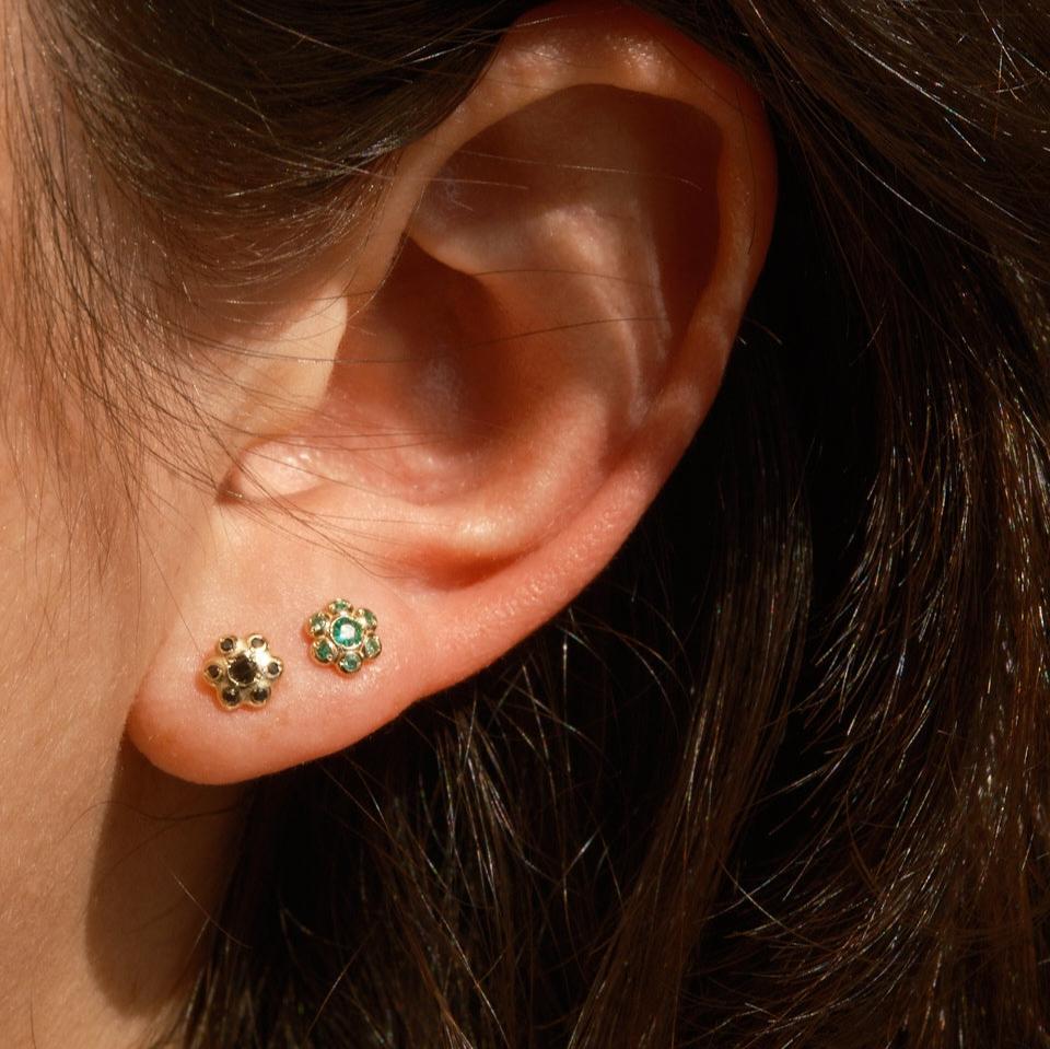 Black Diamond Flower Stud (Single)