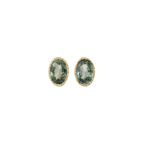 Green Sapphire Oval Wisp Earring (Pair)