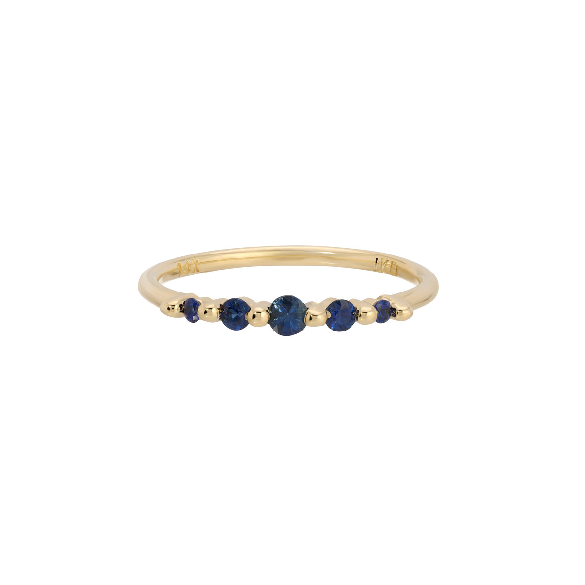 Blue Sapphire Crown Pebble Band