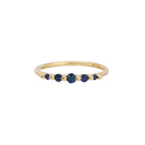 Blue Sapphire Crown Pebble Band