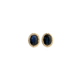 Blue Sapphire Oval Milgrain Earrings (Pair)