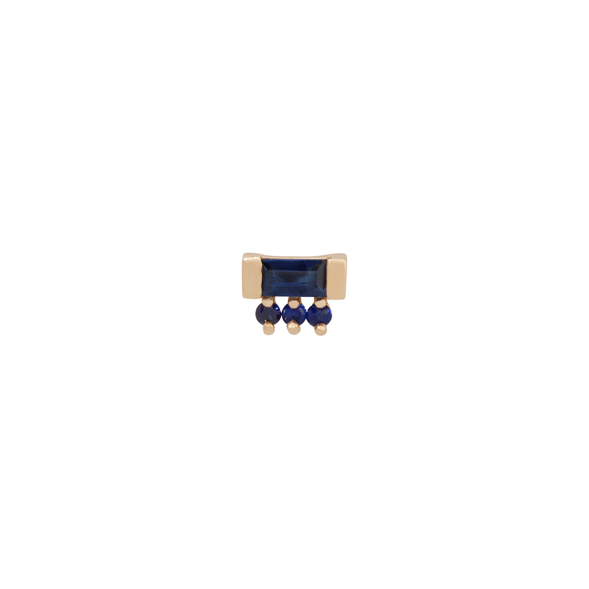 Blue Sapphire Baguette 3 Dot Stud (Single)