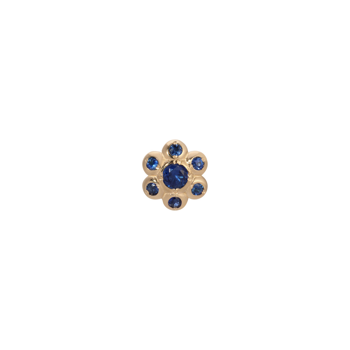 Blue Sapphire Flower Stud (Single)