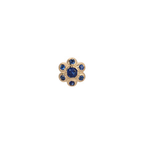 Blue Sapphire Flower Stud (Single)