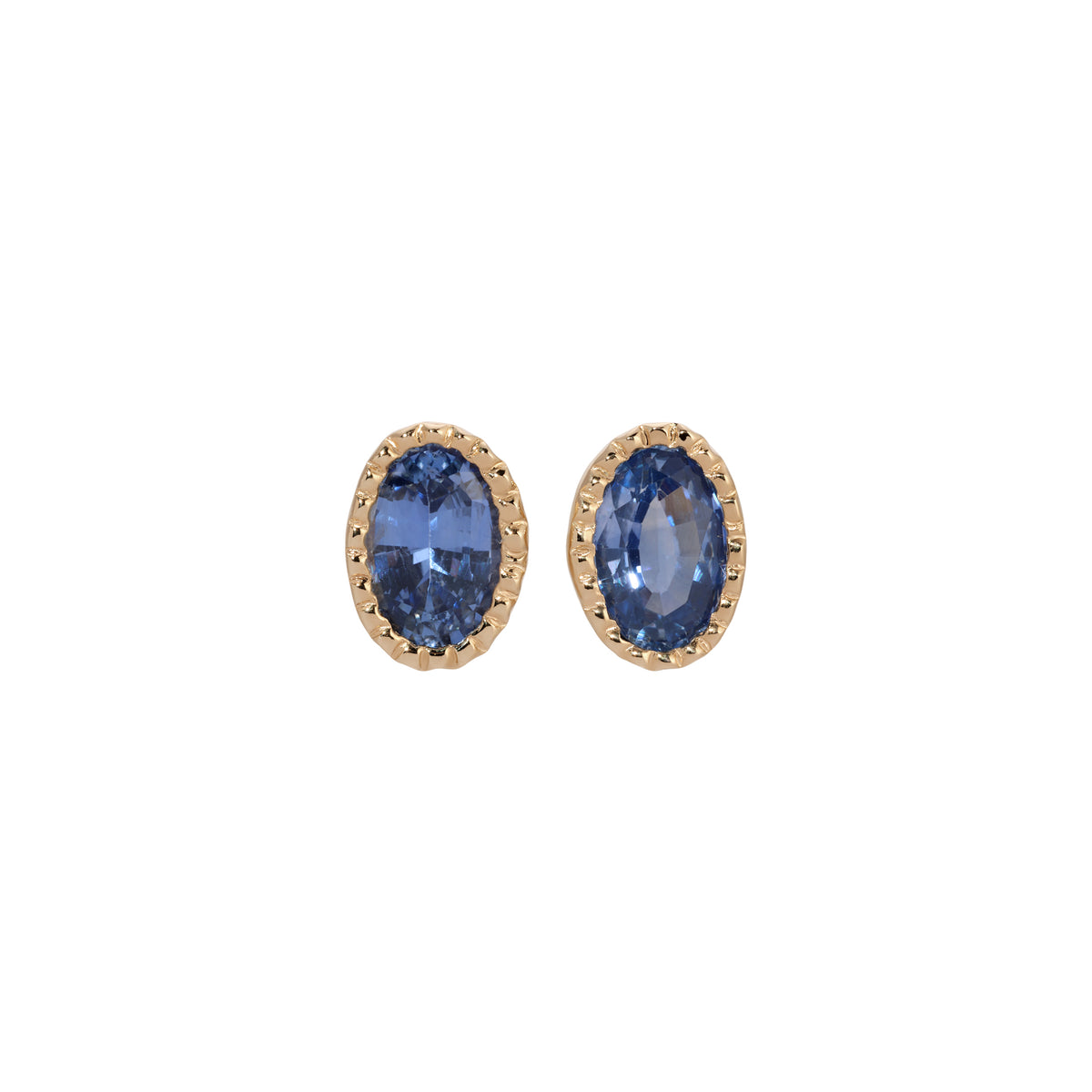 Blue Sapphire Oval Wisp Studs (Pair)