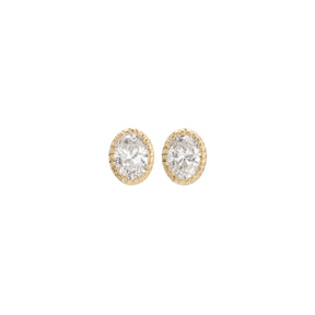 Diamond Oval Milgrain Earrings (Pair)