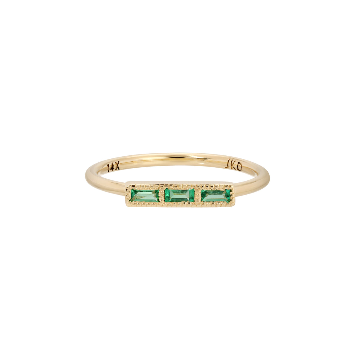 Emerald Baguette Beam Ring