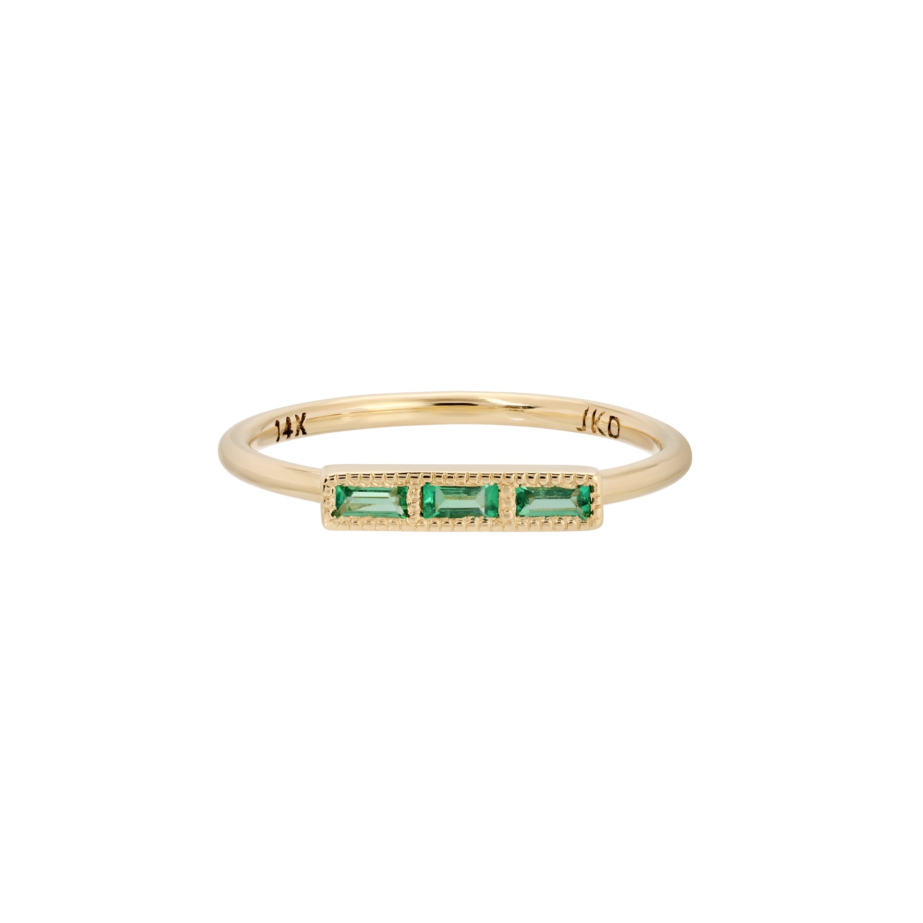 Emerald Baguette Beam Ring