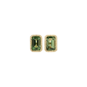 Emerald Cut Green Sapphire Wisp Earrings (Pair)