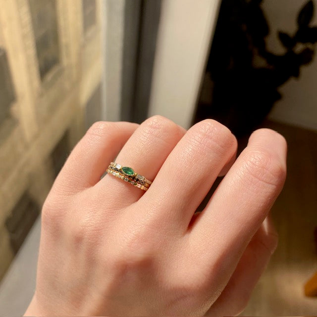 Emerald Marquise Baguette Equilibrium Ring