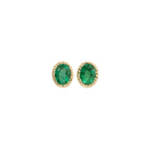 Emerald Oval Milgrain Earrings (Pair)