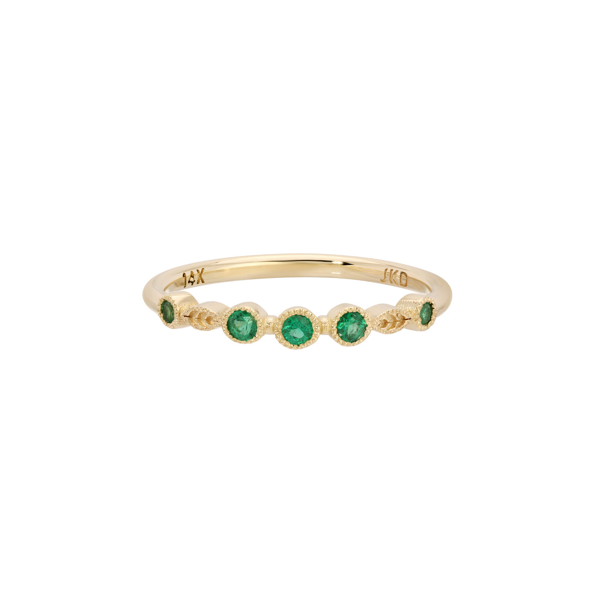 Emerald Pebble Leaf Ring