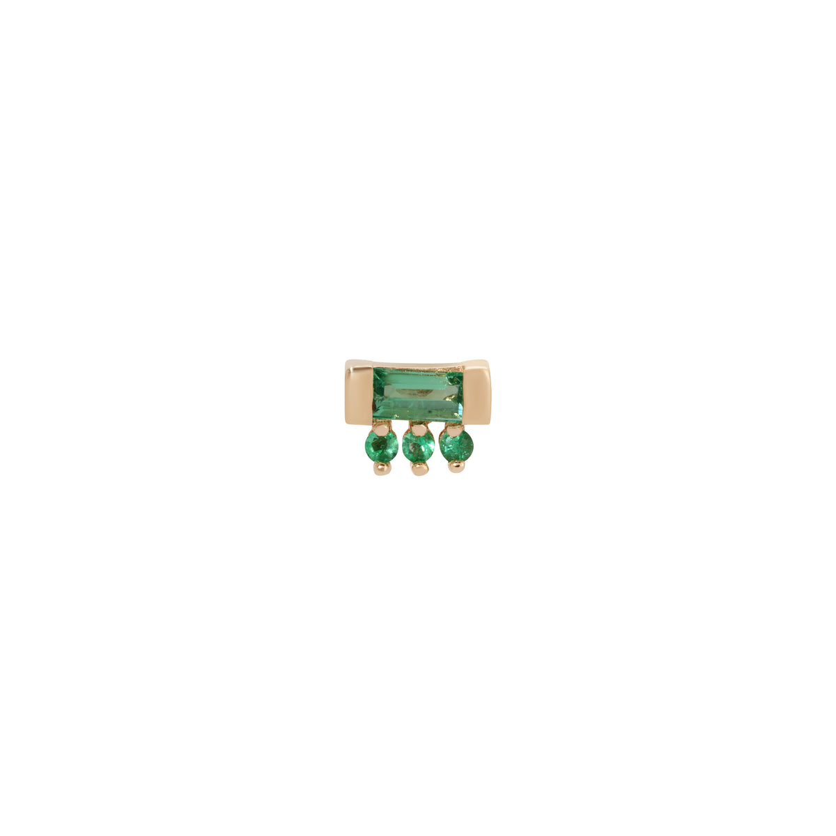 Emerald Baguette 3 Dot Stud (Single)