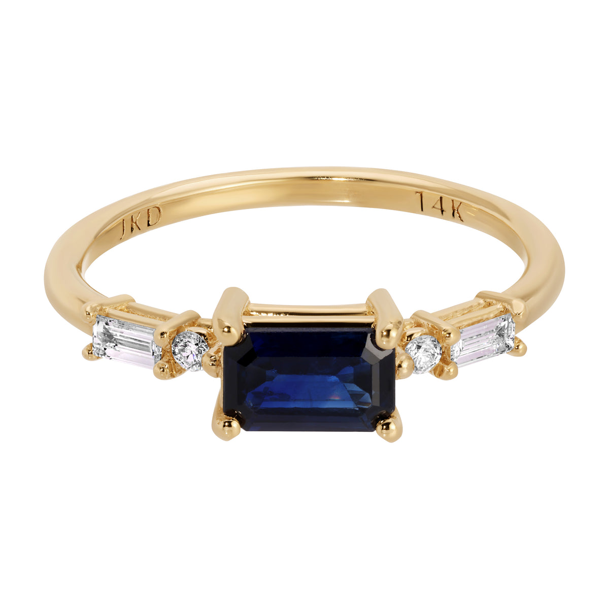 Emerald Cut Blue Sapphire Etude Ring