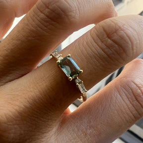 Emerald Cut Green Sapphire Etude Ring