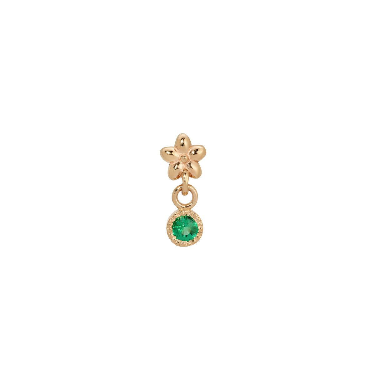 Emerald Flower Dangle Earring (Single)