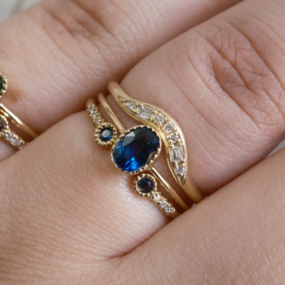 Blue Sapphire Bezel Equilibrium Cuff Ring